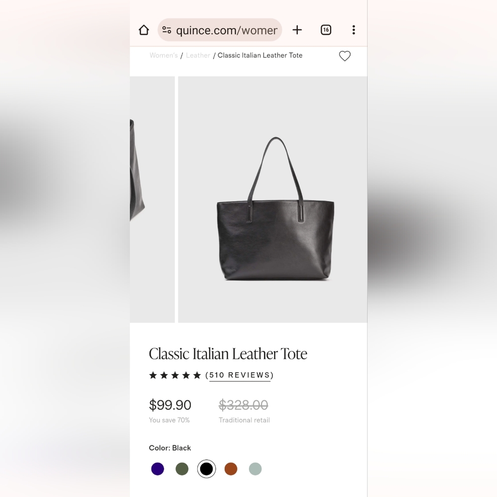 COPY - Quince Italian Leather Tote Bag